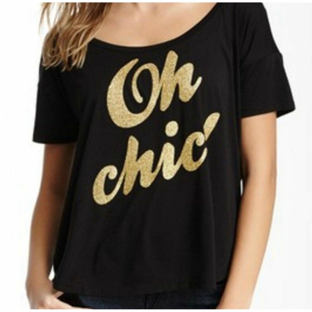 Juicy Couture Authentic Glitter Oh Chic Scoop Neck Pima Cotton Blend Blouse M